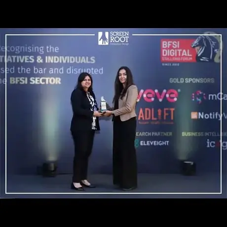 Priyanka Kane, our Business Head, accepted the award from Shefali Khalsa of IndusInd Bank at the BFSI Awards 2024.