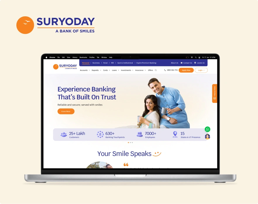 Small Finance Bank Website Redesign Case Study by ScreenRoot