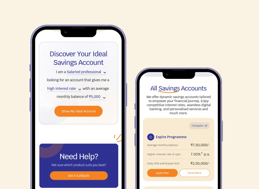 Mobile-friendly bank webpage showcasing savings account details, designed by ScreenRoot