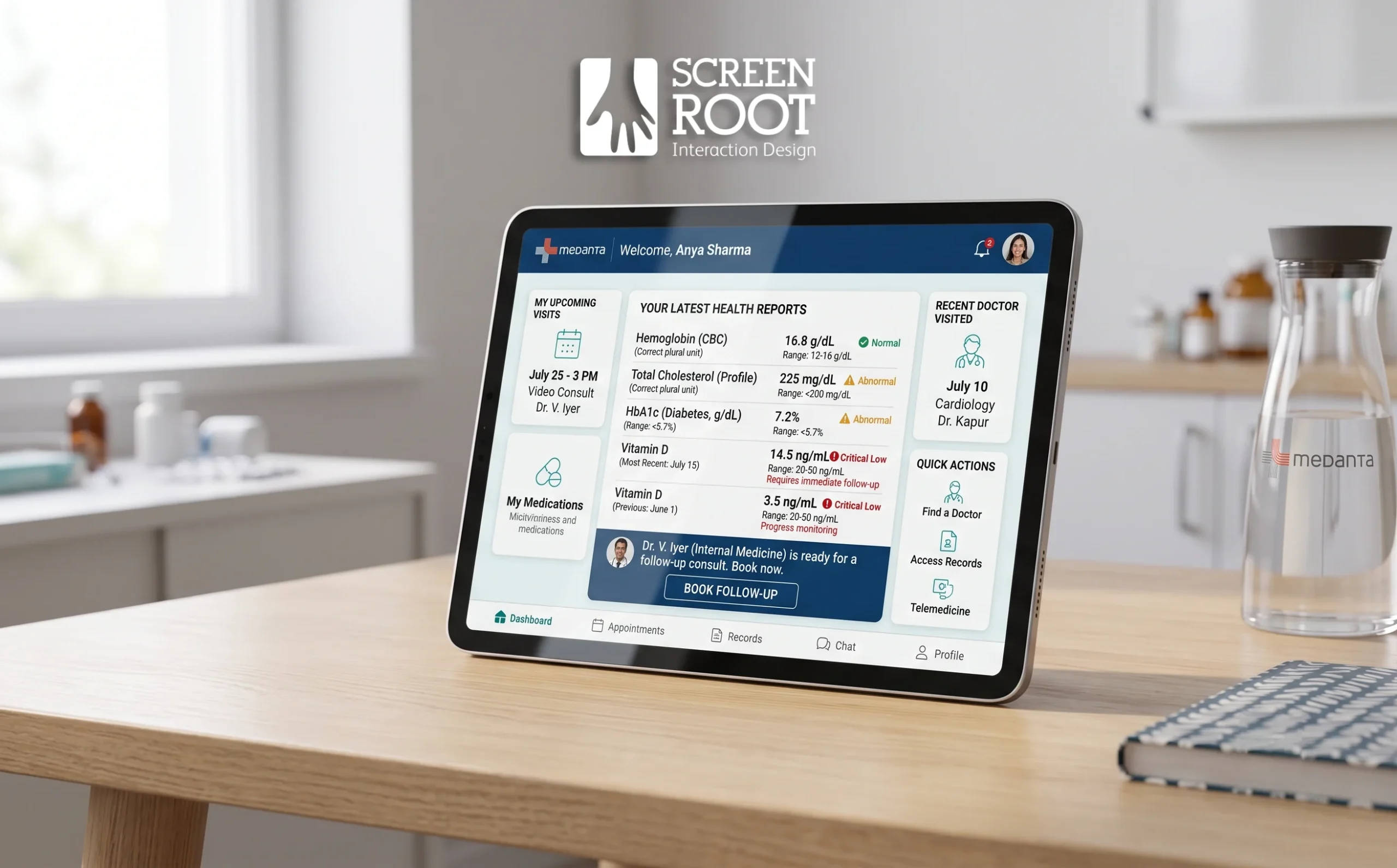 Medanta's redesign consolidated fragmented lab results and consultation booking into one streamlined dashboard