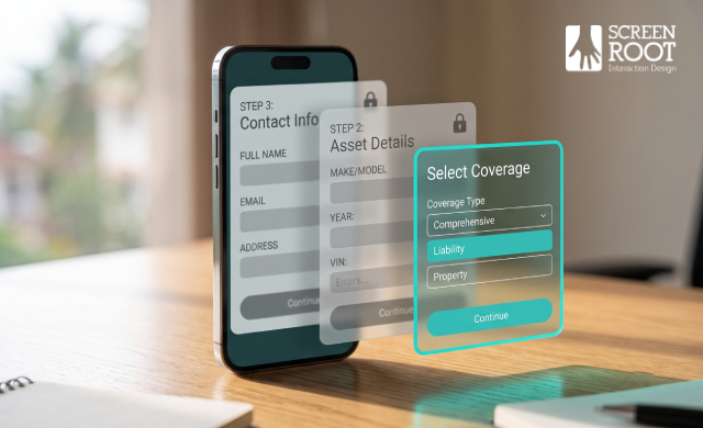 Progressive disclosure reduces overload by revealing insurance form fields only when they're needed