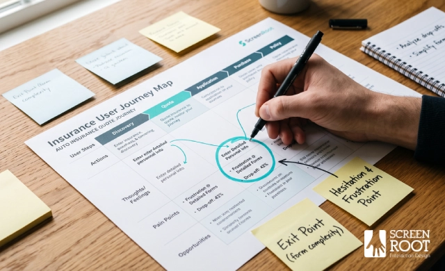Research-first design identifies exactly where users hesitate or exit the insurance purchase journey