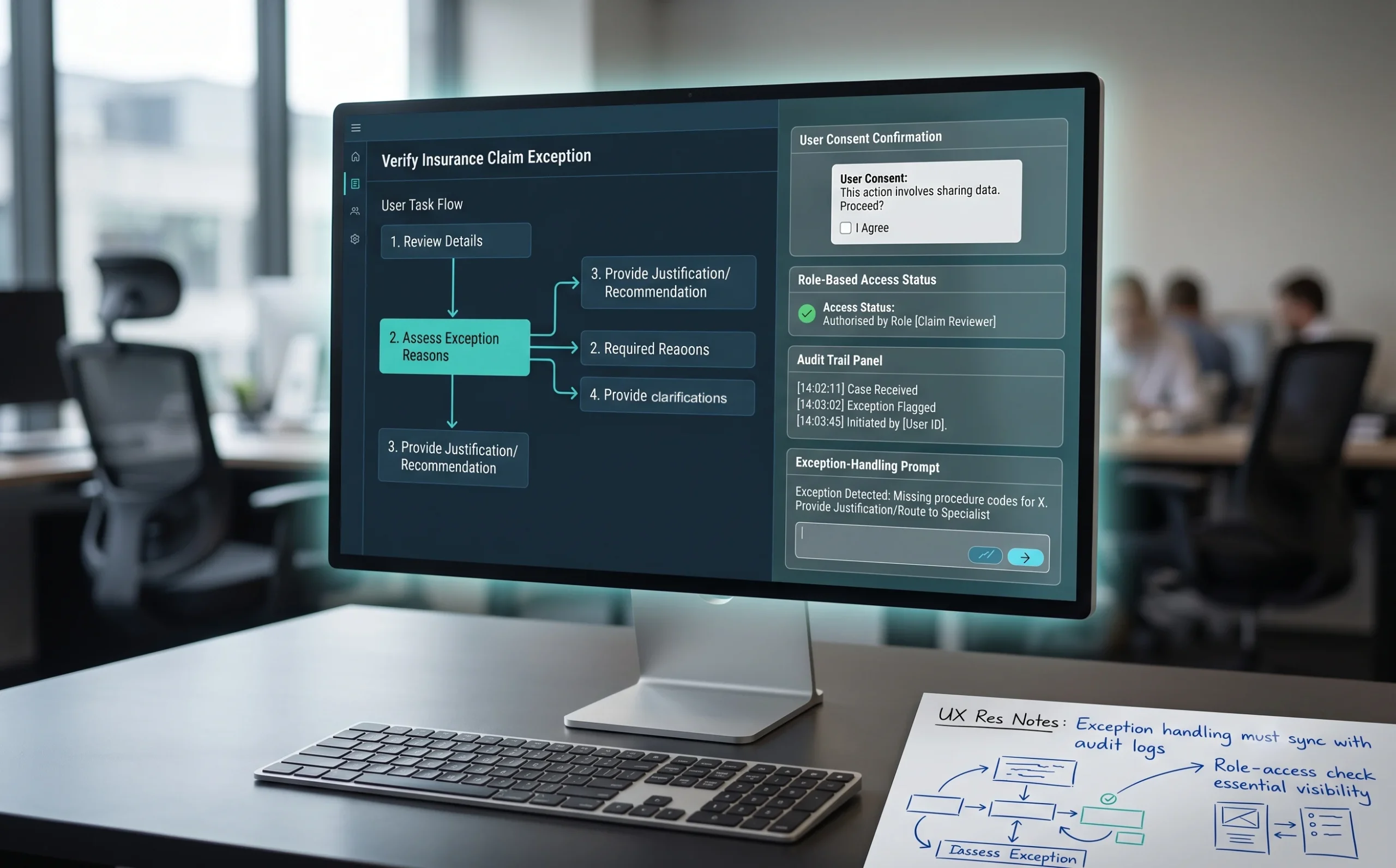 Research-first UX in regulated industries designs for user needs, compliance, consent, exceptions, and auditability from the start