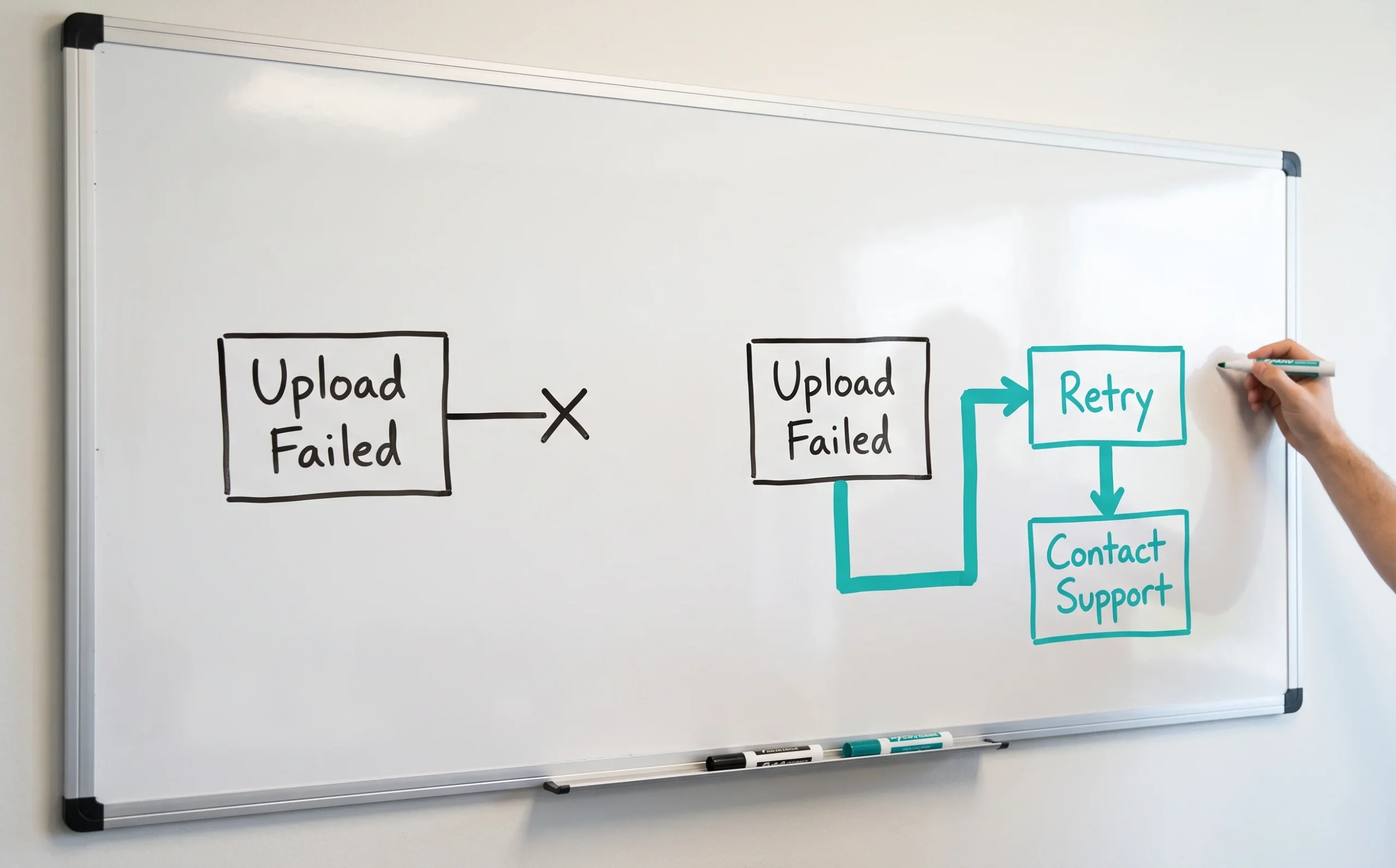 Designing clear recovery paths for failed uploads prevents claims from dead-ending and driving customers away