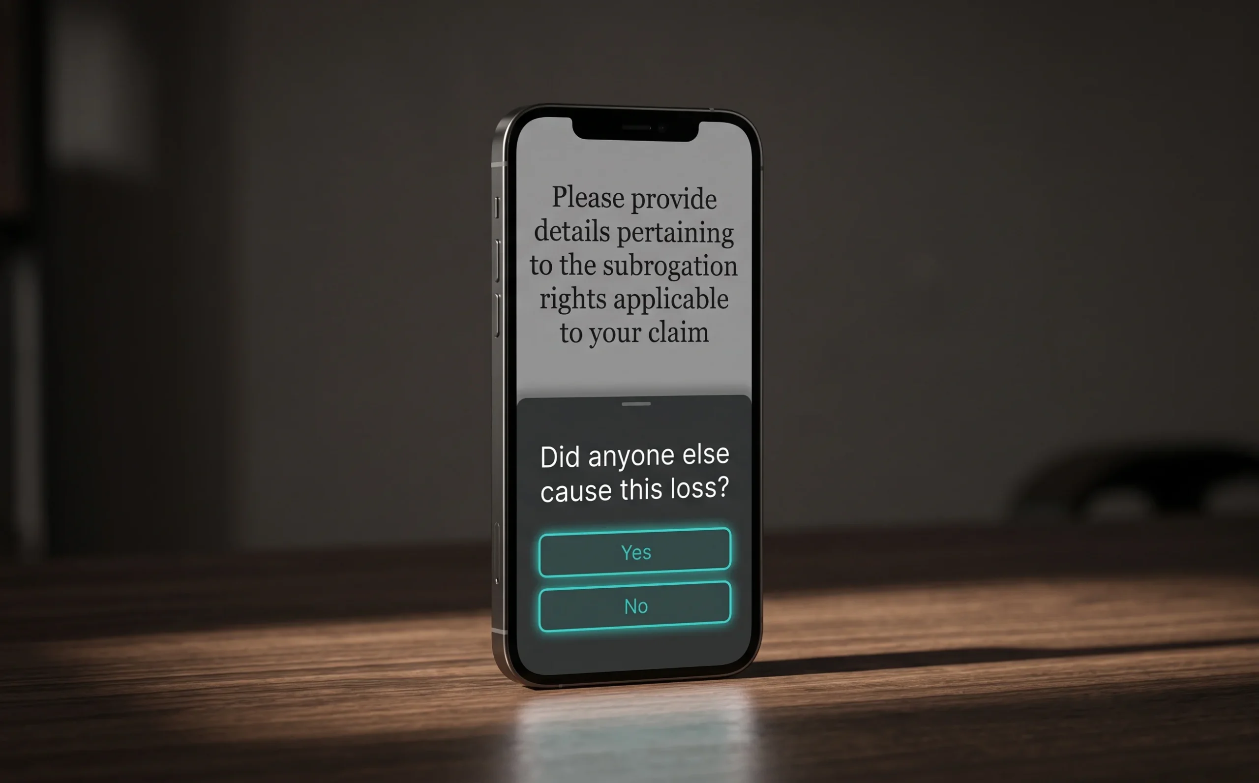 Replacing insurance jargon like subrogation with plain language keeps stressed users moving through a claims form