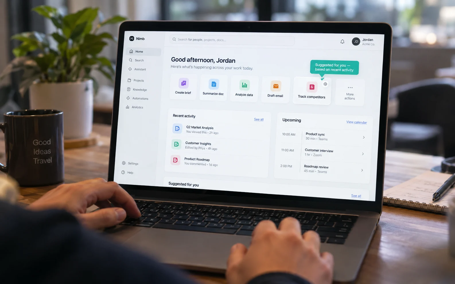 AI personalization tooltip explaining why a shortcut appeared, illustrating transparent and responsible AI integration in UX