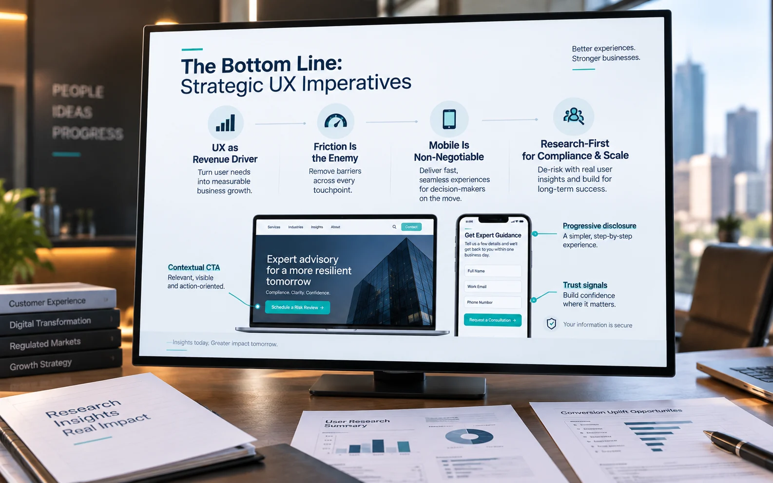 Strategic UX imperatives for high-stakes service websites: treat UX as revenue, eliminate friction, optimize mobile, and design from research